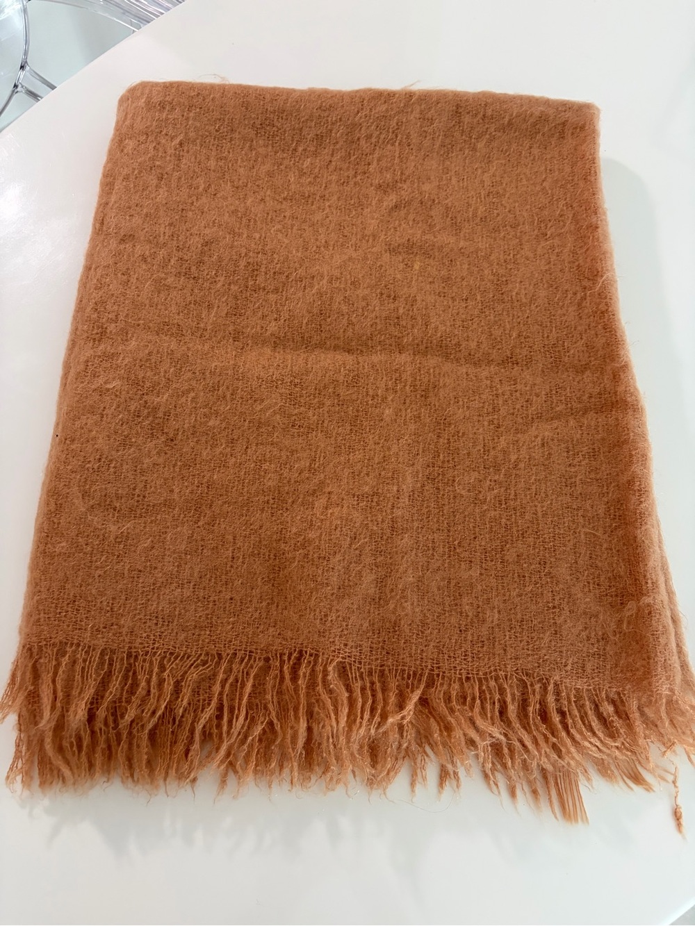 Cozy Rust Fringe Throw Blanket - Unbranded